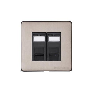 Windsor Range Aged Pewter Switches & Sockets, WAP - 2 Gang Master Line Socket by Heritage Brass By M-Marcus