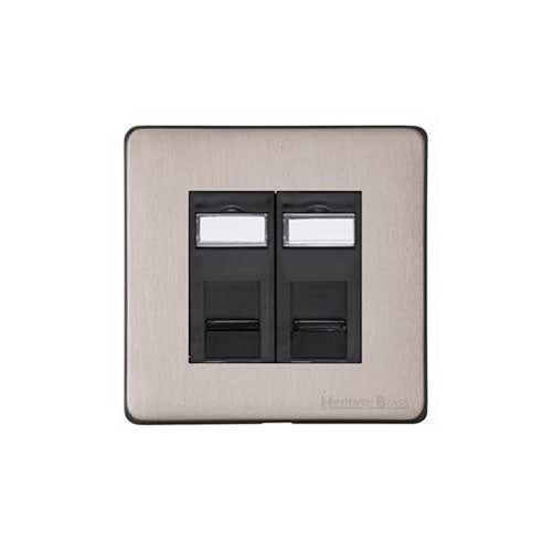 Windsor Range Aged Pewter Switches & Sockets, WAP - 2 Gang Master Line Socket by Heritage Brass By M-Marcus