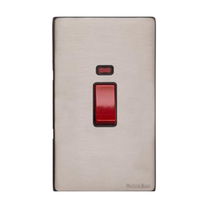 Vintage Range Aged Pewter Switches & Sockets, XAP - 45A DP Cooker Switch with Neon (tall plate) by Heritage Brass By M-Marcus