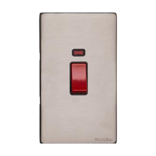Vintage Range Aged Pewter Switches & Sockets, XAP - 45A DP Cooker Switch with Neon (tall plate) by Heritage Brass By M-Marcus