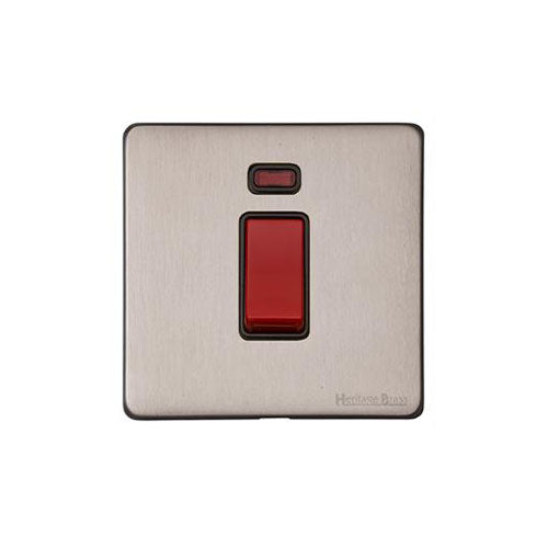 Windsor Range Aged Pewter Switches & Sockets, WAP - 45A DP Cooker Switch with Neon (single plate) by Heritage Brass By M-Marcus