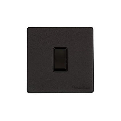 Vintage Range Matt Black Switches & Sockets, XBK - 1 Gang Rocker Switch by Heritage Brass By M-Marcus