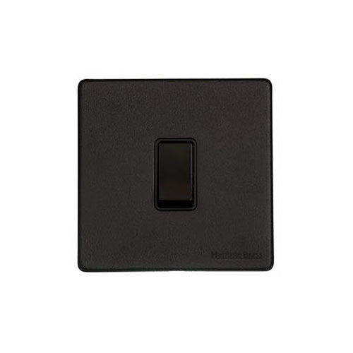 Vintage Range Matt Black Switches & Sockets, XBK - 1 Gang Intermediate Rocker Switch by Heritage Brass By M-Marcus