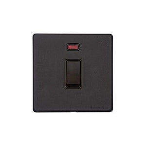 Vintage Range Matt Black Switches & Sockets, XBK - 20A Double Pole Switch with Neon by Heritage Brass By M-Marcus