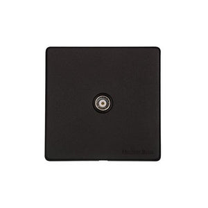 Vintage Range Matt Black Switches & Sockets, XBK - 1 Gang Non-Isolated TV Coaxial Socket by Heritage Brass By M-Marcus
