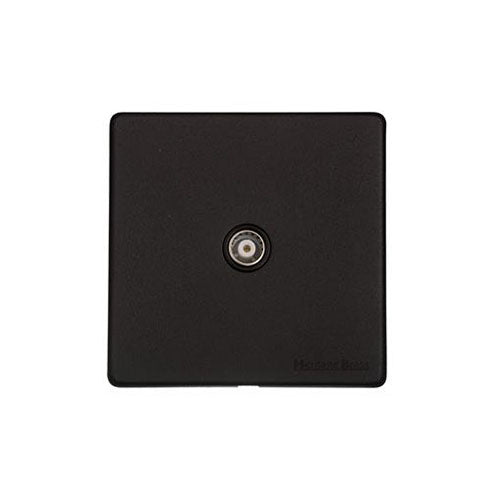 Windsor Range Matt Black Switches & Sockets, WBK - 1 Gang Non-Isolated TV Coaxial Socket by Heritage Brass By M-Marcus