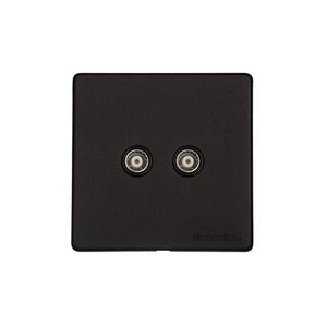 Vintage Range Matt Black Switches & Sockets, XBK - 2 Gang TV Coaxial Socket by Heritage Brass By M-Marcus