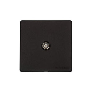 Vintage Range Matt Black Switches & Sockets, XBK - 1 Gang Isolated TV Coaxial Socket by Heritage Brass By M-Marcus