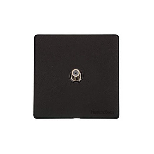 Vintage Range Matt Black Switches & Sockets, XBK - 1 Gang Satellite Socket by Heritage Brass By M-Marcus