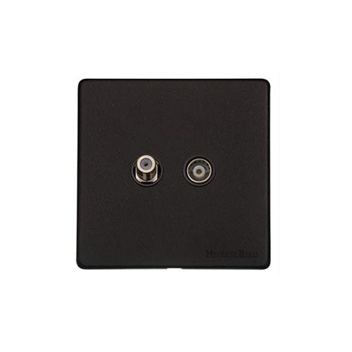 Vintage Range Matt Black Switches & Sockets, XBK - TV/Satellite Socket by Heritage Brass By M-Marcus