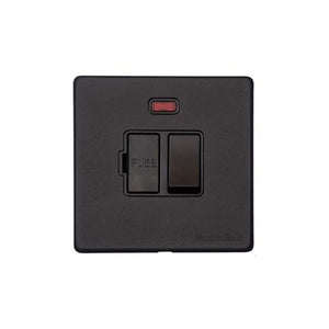 Windsor Range Matt Black Switches & Sockets, WBK - Switched Spur with Neon (13 Amp) by Heritage Brass By M-Marcus