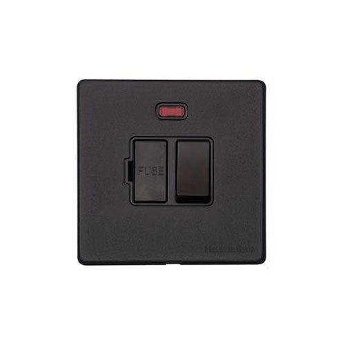 Windsor Range Matt Black Switches & Sockets, WBK - Switched Spur with Neon (13 Amp) by Heritage Brass By M-Marcus