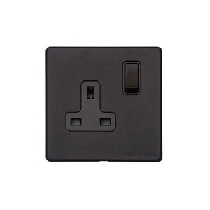 Vintage Range Matt Black Switches & Sockets, XBK - Single Socket (13 Amp) by Heritage Brass By M-Marcus