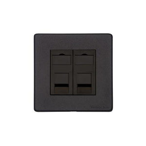 Vintage Range Matt Black Switches & Sockets, XBK - 2 Gang Secondary Line Socket by Heritage Brass By M-Marcus