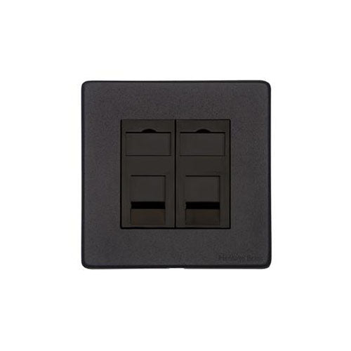 Windsor Range Matt Black Switches & Sockets, WBK - 2 Gang Master Line Socket by Heritage Brass By M-Marcus