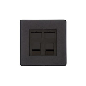 Vintage Range Matt Black Switches & Sockets, XBK - 2 Gang RJ45 by Heritage Brass By M-Marcus