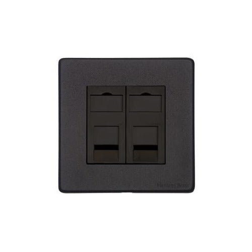 Vintage Range Matt Black Switches & Sockets, XBK - 2 Gang RJ45 by Heritage Brass By M-Marcus