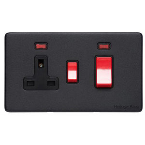 Vintage Range Matt Black Switches & Sockets, XBK - 45A Cooker Unit + 13A Socket by Heritage Brass By M-Marcus