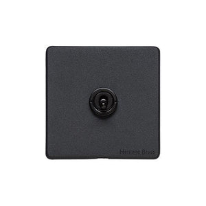 Vintage Range Matt Black Switches & Sockets, XBK - 1 Gang Toggle Switch by Heritage Brass By M-Marcus