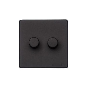 Vintage Range Matt Black Switches & Sockets, XBK - 2G Multi Location Primary Dimmer by Heritage Brass By M-Marcus