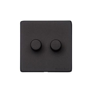 Vintage Range Matt Black Switches & Sockets, XBK - 2 Gang TED Dimmer (Compatible with LED Lamps) by Heritage Brass By M-Marcus