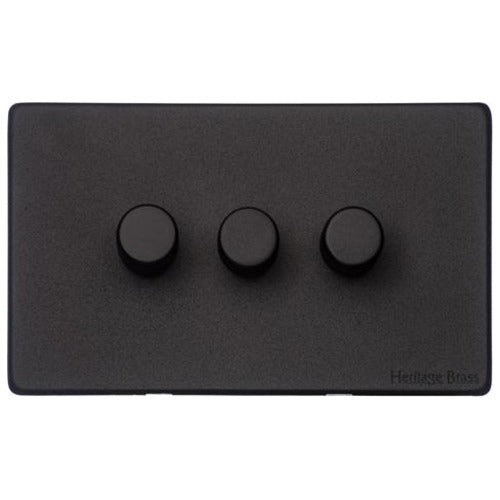 Vintage Range Matt Black Switches & Sockets, XBK - 3G Multi Location Primary Dimmer by Heritage Brass By M-Marcus