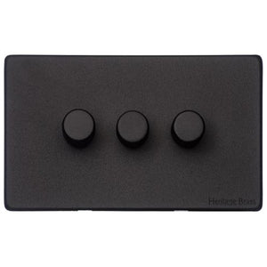 Vintage Range Matt Black Switches & Sockets, XBK - 3G Multi Location Secondary Dimmer by Heritage Brass By M-Marcus