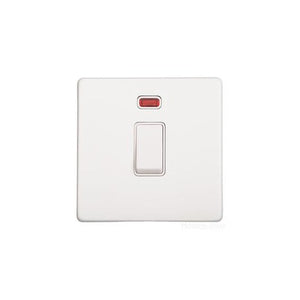 Vintage Range Gloss White Switches & Sockets, XGL - 20A Double Pole Switch with Neon by Heritage Brass By M-Marcus