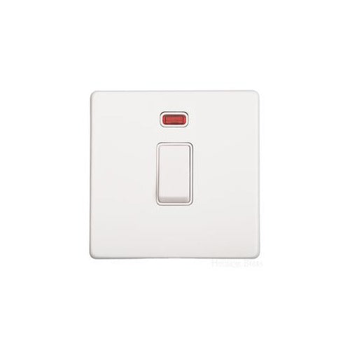Vintage Range Gloss White Switches & Sockets, XGL - 20A Double Pole Switch with Neon by Heritage Brass By M-Marcus