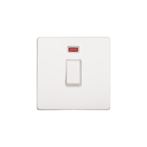 Vintage Range Gloss White Switches & Sockets, XGL - 20A Double Pole Switch with Neon by Heritage Brass By M-Marcus
