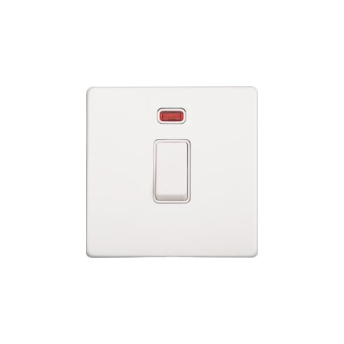 Vintage Range Gloss White Switches & Sockets, XGL - 20A Double Pole Switch with Neon by Heritage Brass By M-Marcus
