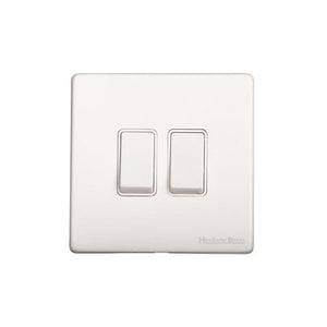 Vintage Range Unlacquered Polished Brass Switches & Sockets, XUL - 2 Gang Rocker Switch by Heritage Brass By M-Marcus
