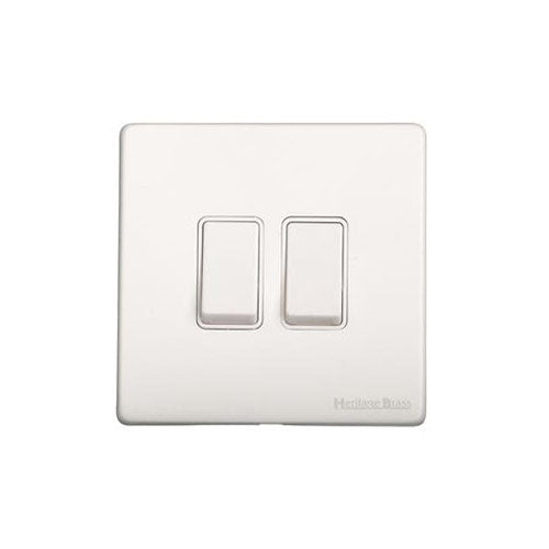Vintage Range Unlacquered Polished Brass Switches & Sockets, XUL - 2 Gang Rocker Switch by Heritage Brass By M-Marcus