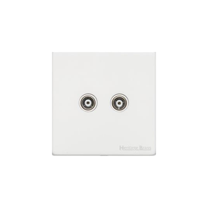 Vintage Range Gloss White Switches & Sockets, XGL - 2 Gang TV Coaxial Socket by Heritage Brass By M-Marcus