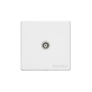 Vintage Range Gloss White Switches & Sockets, XGL - 1 Gang Isolated TV Coaxial Socket by Heritage Brass By M-Marcus