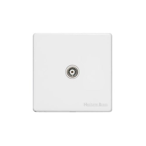 Vintage Range Gloss White Switches & Sockets, XGL - 1 Gang Isolated TV Coaxial Socket by Heritage Brass By M-Marcus