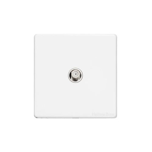 Vintage Range Gloss White Switches & Sockets, XGL - 1 Gang Satellite Socket by Heritage Brass By M-Marcus