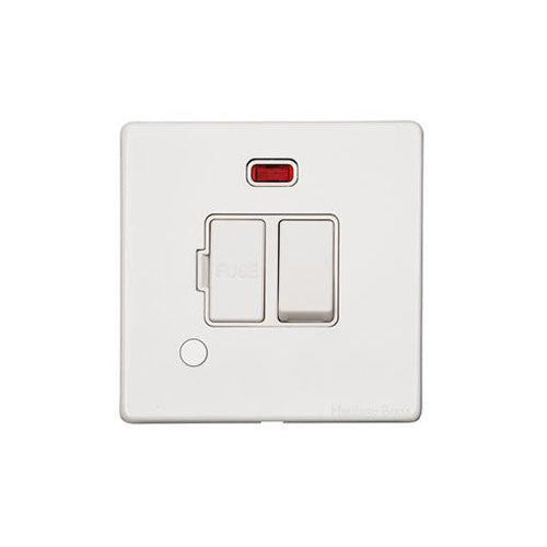 Vintage Range Gloss White Switches & Sockets, XGL - Switched Spur with Neon + Cord (13 Amp) by Heritage Brass By M-Marcus