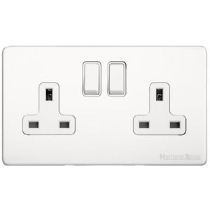 Vintage Range Gloss White Switches & Sockets, XGL - Double Socket (13 Amp) by Heritage Brass By M-Marcus