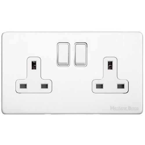 Vintage Range Gloss White Switches & Sockets, XGL - Double Socket (13 Amp) by Heritage Brass By M-Marcus