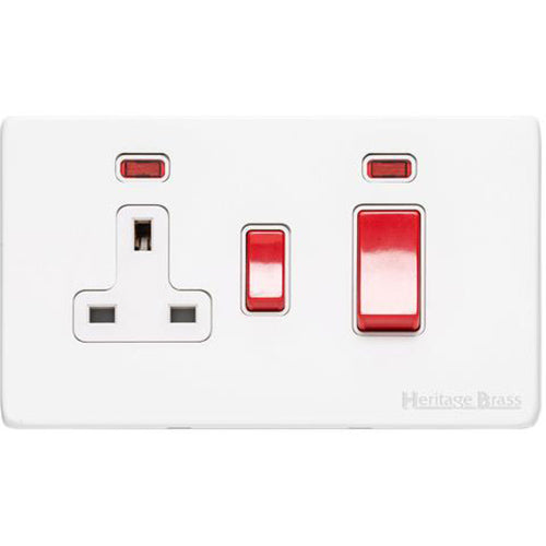 Vintage Range Gloss White Switches & Sockets, XGL - 45A Cooker Unit + 13A Socket by Heritage Brass By M-Marcus