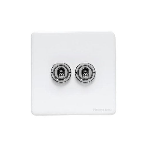 Vintage Range-Gloss White-2 Gang Toggle Switch