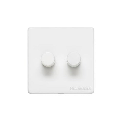 Vintage Range Gloss White Switches & Sockets, XGL - 2 Gang TED Dimmer (Compatible with LED Lamps) by Heritage Brass By M-Marcus