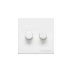 Vintage Range Gloss White Switches & Sockets, XGL - 2 Gang TED Dimmer (Compatible with LED Lamps) by Heritage Brass By M-Marcus