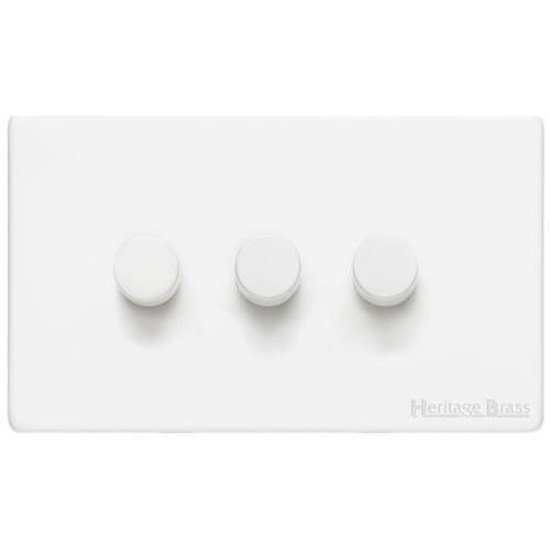 Vintage Range Gloss White Switches & Sockets, XGL - 3G Multi Location Primary Dimmer by Heritage Brass By M-Marcus