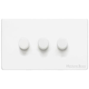 Vintage Range Gloss White Switches & Sockets, XGL - 3G Multi Location Secondary Dimmer by Heritage Brass By M-Marcus