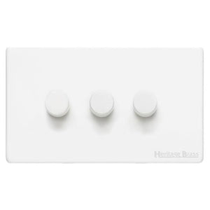 Vintage Range Gloss White Switches & Sockets, XGL - 3G Multi Location Secondary Dimmer by Heritage Brass By M-Marcus
