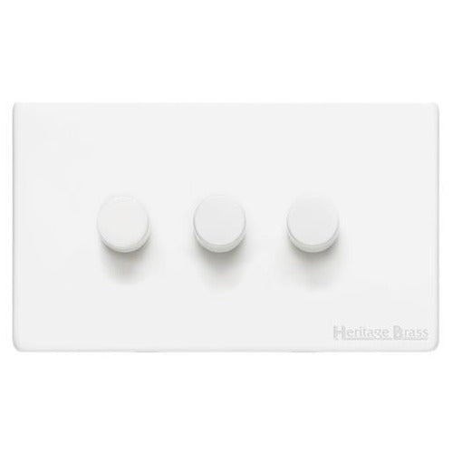 Vintage Range Gloss White Switches & Sockets, XGL - 3G Multi Location Secondary Dimmer by Heritage Brass By M-Marcus