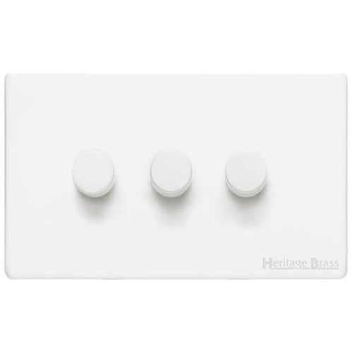 Vintage Range Gloss White Switches & Sockets, XGL - 3 Gang Dimmer 400 watts (Compatible with halogen/ incandescent bulbs) by Heritage Brass By M-Marcus