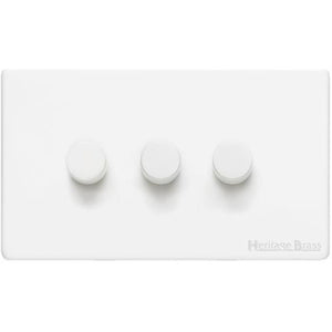 Vintage Range Gloss White Switches & Sockets, XGL - 3 Gang TED Dimmer (Compatible with LED Lamps) by Heritage Brass By M-Marcus